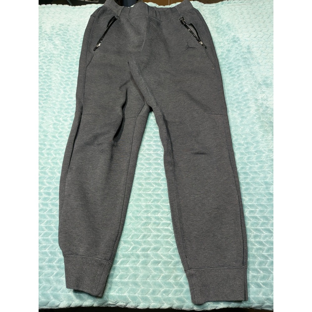 Jordan Mens Jumpman Tapered Joggers Charcoal Gray Heather Zip Pockets Medium